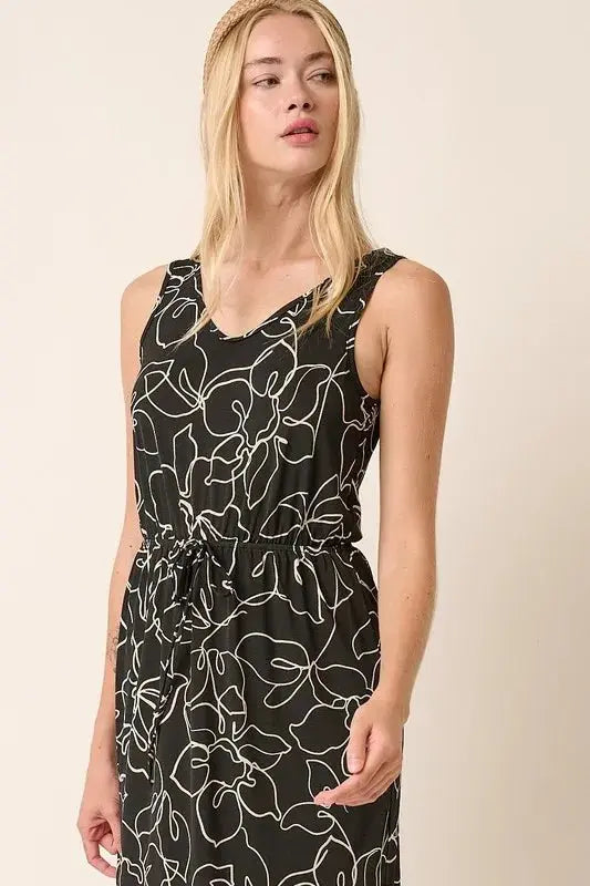 Mittoshop Side Slit Flower Print V-Neck Sleeveless Dress - Love Salve